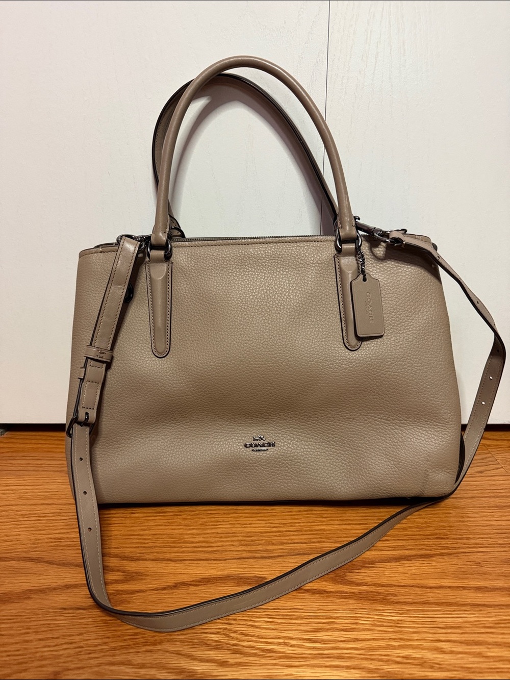 Coach Taupe Leather Satchel with Removable Strap